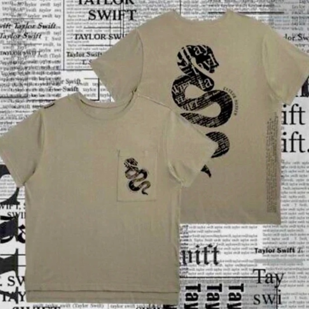 NEW Taylor Swift Reputation Green Pocket Tour Tee with Snake Design- Size Medium